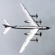 The characteristic swept wing of the Tu-95 and its four massive Kusnetsov turboprop engines. The protrusions on the trailing edge of the wings are anti-shock bodies which help reduce drag at transsonic speeds (US Navy)
